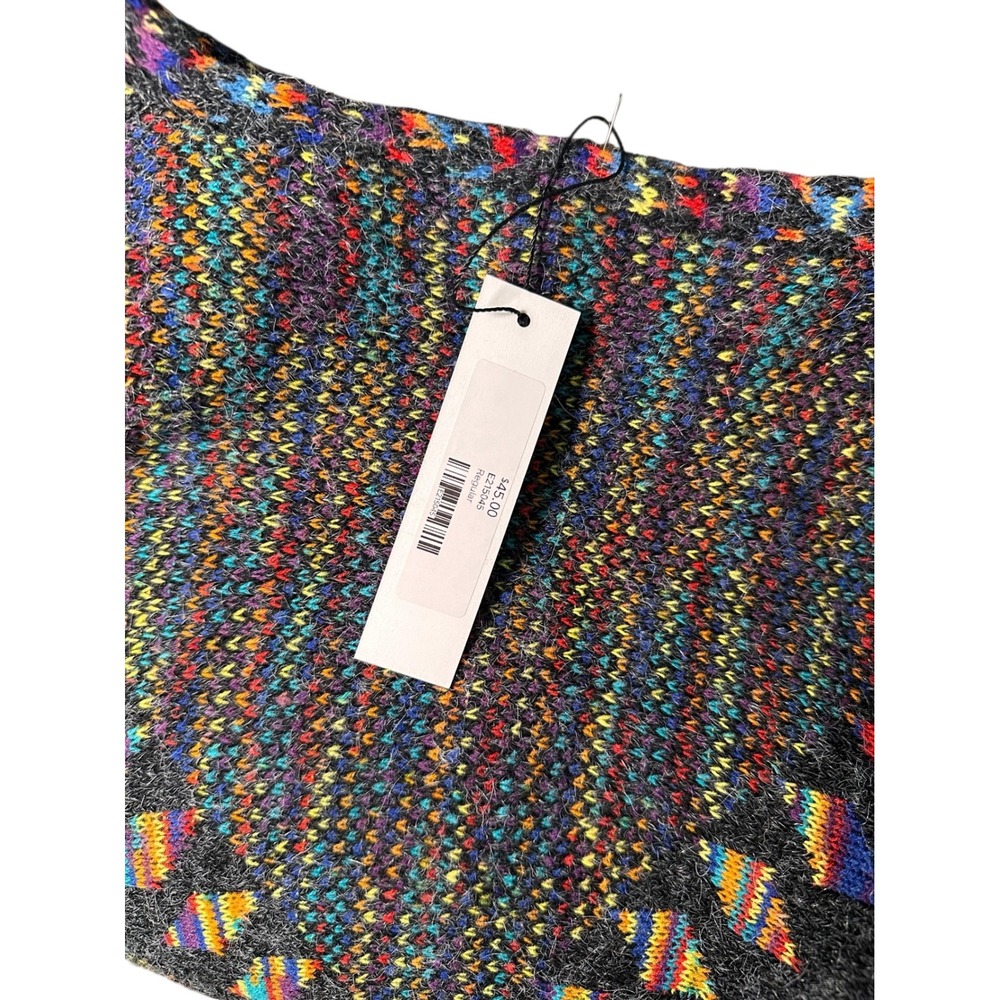 3/$20 Colorful Knit Fringe Poncho Cape Bohemian Festival Cover Up Women New - Picture 5 of 5